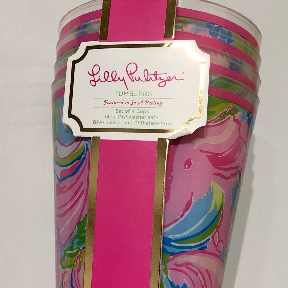 Lilly Pulitzer Pink Multicolor Gold-Trim Cup